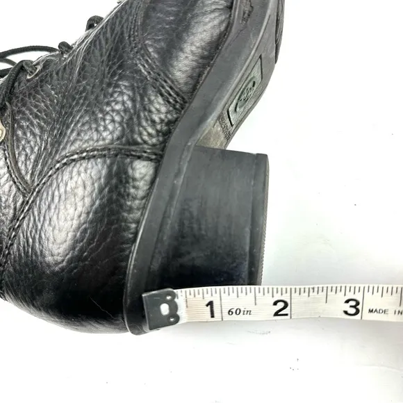 Double H Kiltie Boots 6.5  Black Leather Lace Up Western Cowgirl Bootie