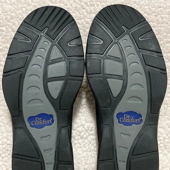 Dr Comfort Men's Brian Black Leather Casual Lightweight Comfort Shoes SZ US 8 W