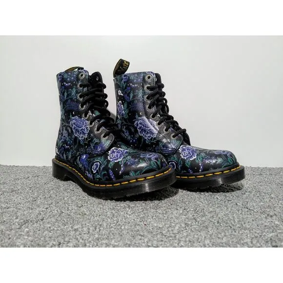 Dr. Doc Martens 1460 Pascal Combat Boots Floral Size 6