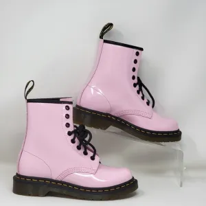 Dr Doc Martens 26425 Patent Leather Combat Boots Light Pink Women Size 5 NEW