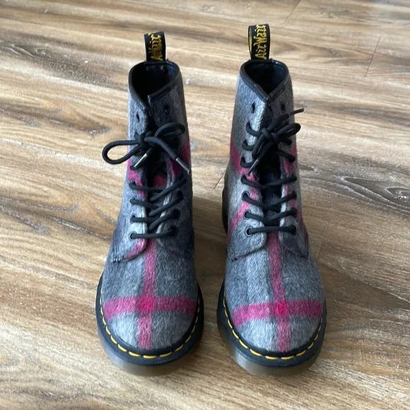 Dr. Doc Martens Castel Plaid Wool Boots Booties