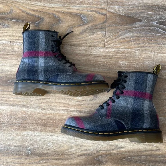 Dr. Doc Martens Castel Plaid Wool Boots Booties