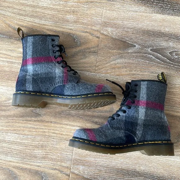 Dr. Doc Martens Castel Plaid Wool Boots Booties
