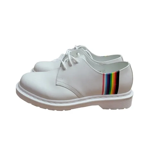 Dr. Doc Martens Pride Derby Oxford Shoes White Smooth Leather M9/W10 27522