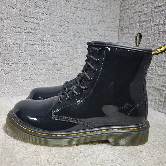 Dr Doc Martens Youth Size 4 US Black Patent Leather Combat Boots 1460J