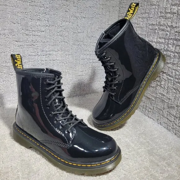 Dr Doc Martens Youth Size 4 US Black Patent Leather Combat Boots 1460J