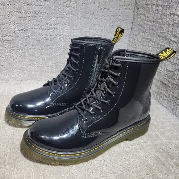 Dr Doc Martens Youth Size 4 US Black Patent Leather Combat Boots 1460J