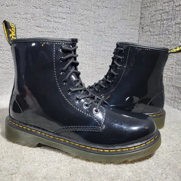 Dr Doc Martens Youth Size 4 US Black Patent Leather Combat Boots 1460J