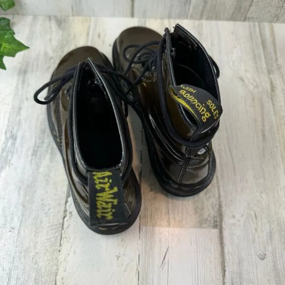 Dr. Marten Air Wair olive green Glossy Patent Leather Combat Boots 9
