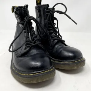 Dr. Marten Black Leather High-top Boots, Kids Size 12