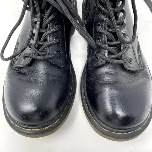 Dr. Marten Black Leather High-top Boots, Kids Size 12