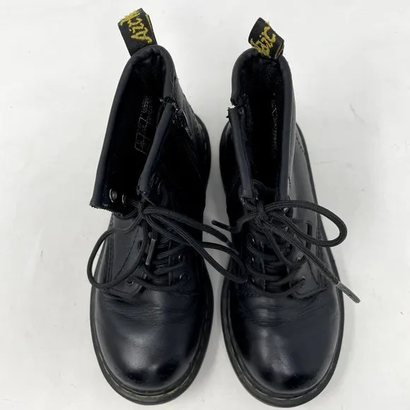 Dr. Marten Black Leather High-top Boots, Kids Size 12