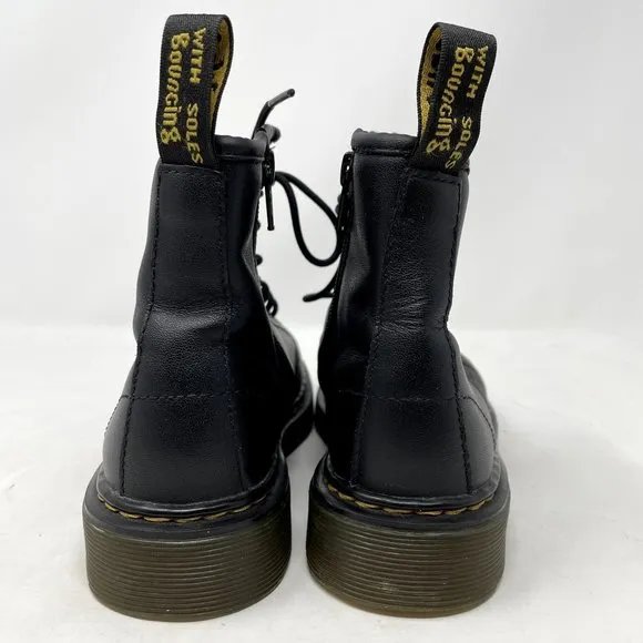 Dr. Marten Black Leather High-Top Combat Boots, Kids Size 2