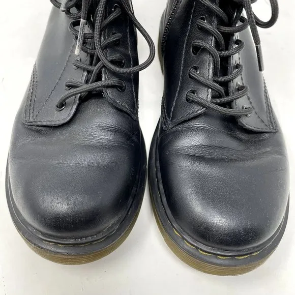 Dr. Marten Black Leather High-Top Combat Boots, Kids Size 2