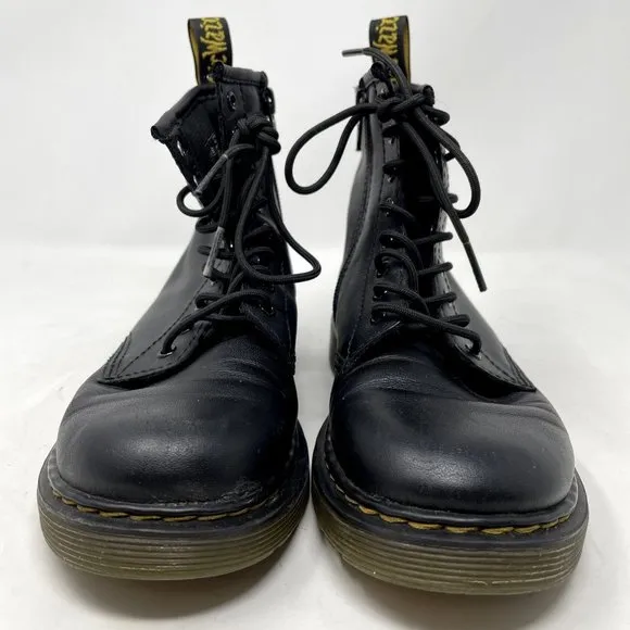 Dr. Marten Black Leather High-Top Combat Boots, Kids Size 2