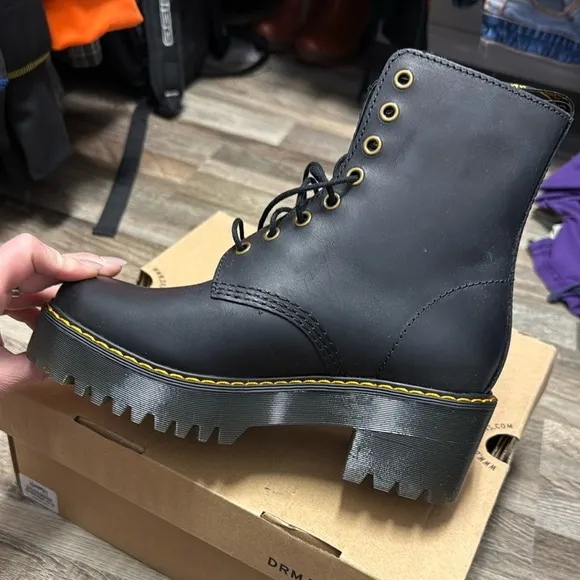 Dr. Marten Black Platform Lace-Up Boots