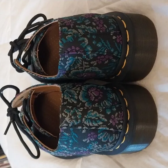 Dr. Marten Oxford Shoes NWOT Blue Purple Jaquard Tapestry Design Women's 9 1461