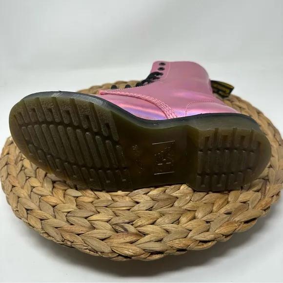 DR MARTEN Pascal RS Combat Boots Pink Iridescent Size 5