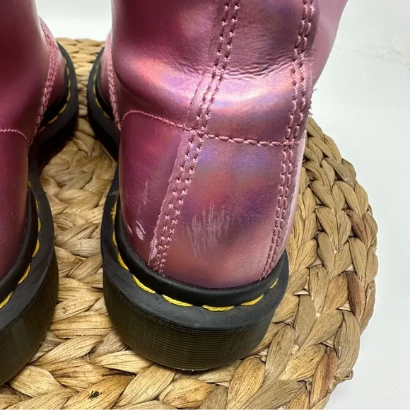 DR MARTEN Pascal RS Combat Boots Pink Iridescent Size 5
