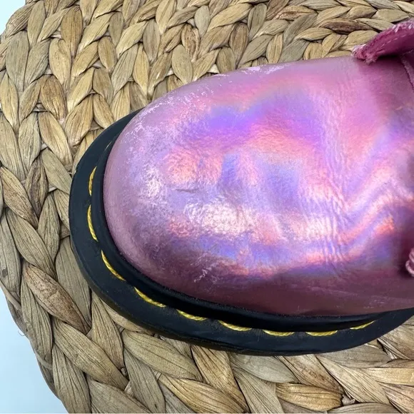 DR MARTEN Pascal RS Combat Boots Pink Iridescent Size 5