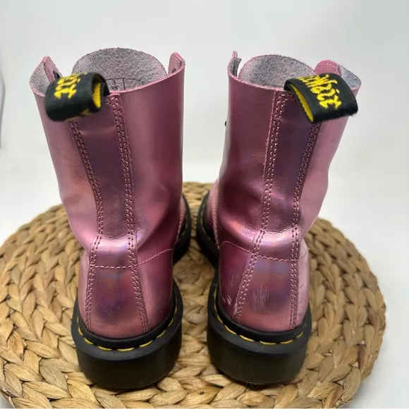 DR MARTEN Pascal RS Combat Boots Pink Iridescent Size 5