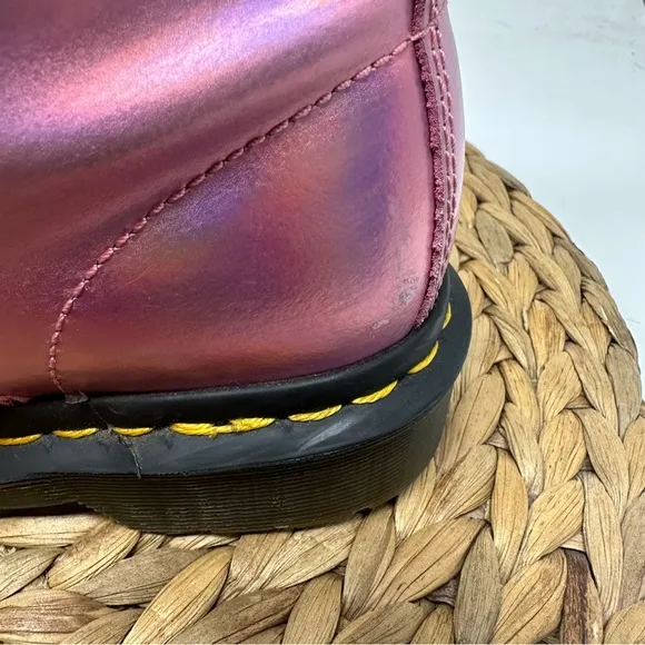 DR MARTEN Pascal RS Combat Boots Pink Iridescent Size 5