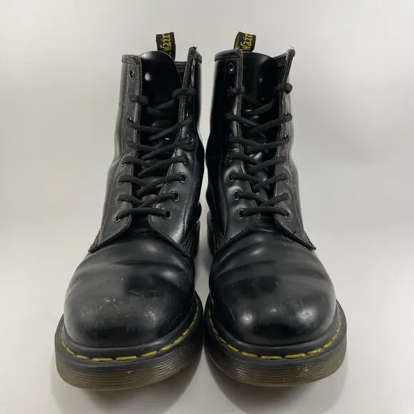 Dr. Martens 11821 Combat Boots Womens Size 8 Black Combat Leather Lace Up