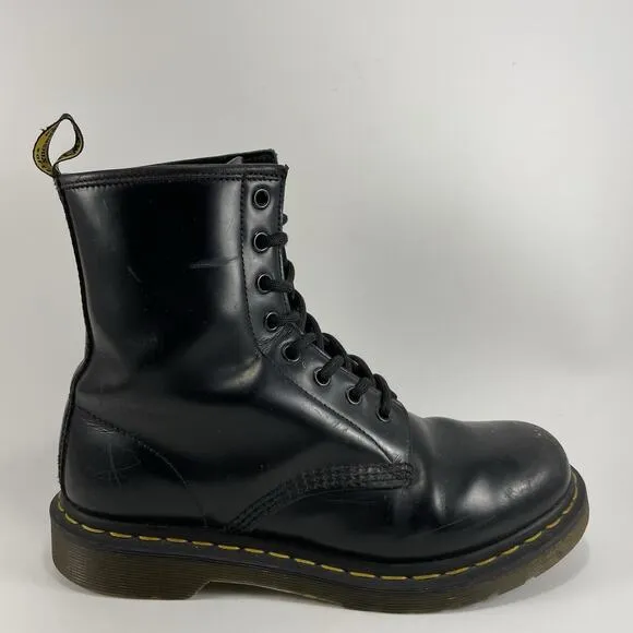 Dr. Martens 11821 Combat Boots Womens Size 8 Black Combat Leather Lace Up