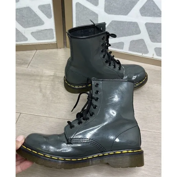 Dr Martens 11821 WOMEN LEATHER LACE UP BOOTS 7 Eu 38 Gray