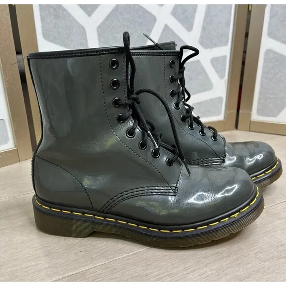 Dr Martens 11821 WOMEN LEATHER LACE UP BOOTS 7 Eu 38 Gray