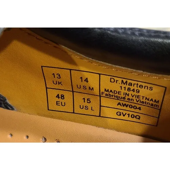 Dr Martens 11849 Men's Size 14 M Black Napa Leather Oxford Shoes