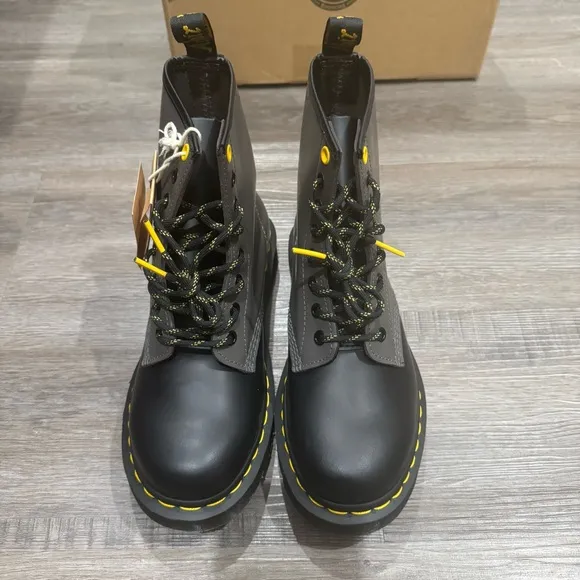 Dr Martens 1460 Black Charcoal Black Smooth Leather Combat Boots