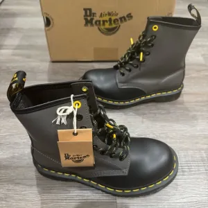 Dr Martens 1460 Black Charcoal Black Smooth Leather Combat Boots