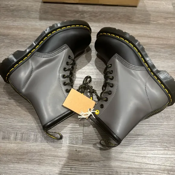 Dr Martens 1460 Black Charcoal Black Smooth Leather Combat Boots