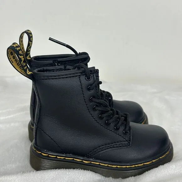 Dr. Martens 1460 Black Combat Leather Boots Bouncing Soles Toddler Size 7 US