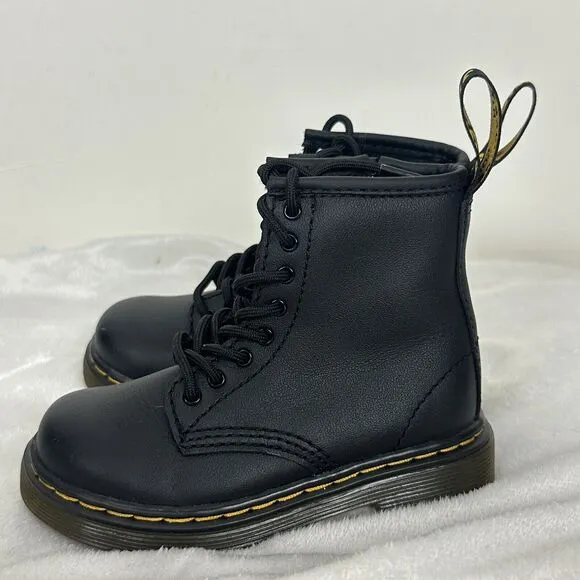 Dr. Martens 1460 Black Combat Leather Boots Bouncing Soles Toddler Size 7 US