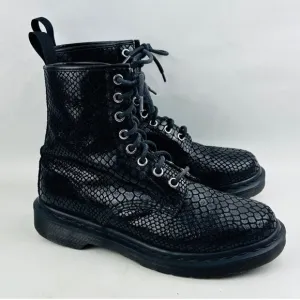 Dr. Martens 1460 - Black/Highshine Snake Short Combat Boot