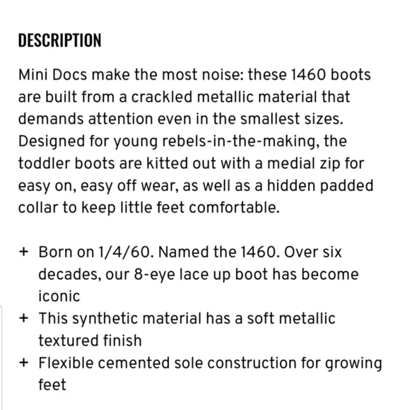Dr. Martens | 1460 Crinkle Metallic Lace Up Boots