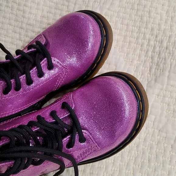 Dr Martens 1460 Glittery Pink Combat Boots Uk 7 US 8
