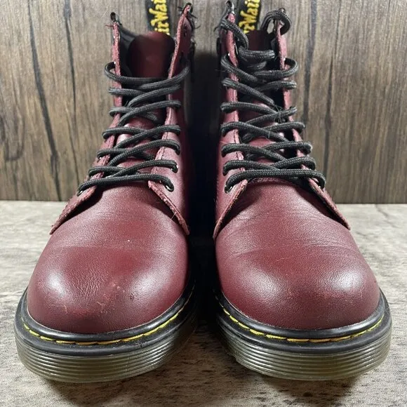 Dr. Martens 1460 J 8-Eye Boots Leather Zip Lace Up Cherry Red Mens 4 / Womens 5