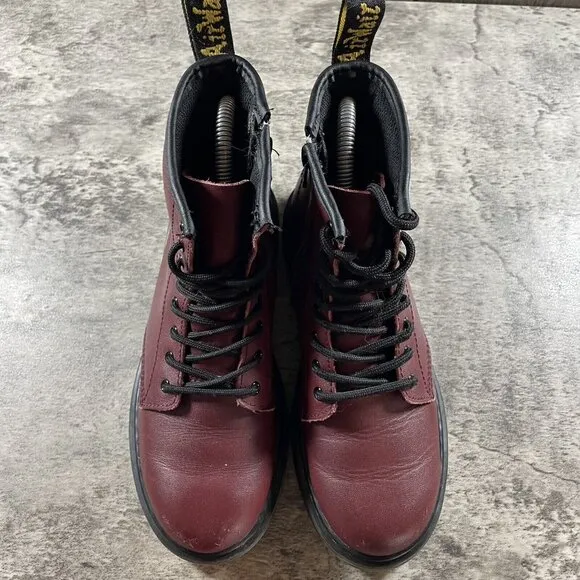 Dr. Martens 1460 J 8-Eye Boots Leather Zip Lace Up Cherry Red Mens 4 / Womens 5