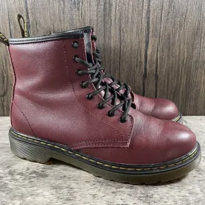 Dr. Martens 1460 J 8-Eye Boots Leather Zip Lace Up Cherry Red Mens 4 / Womens 5