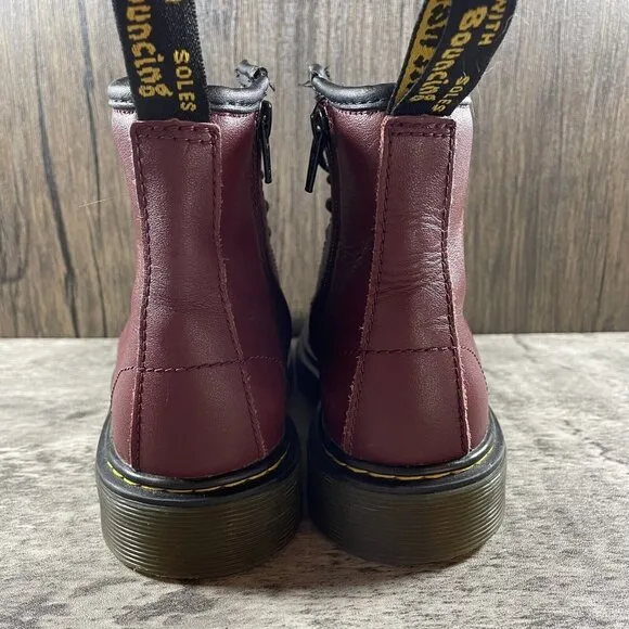 Dr. Martens 1460 J 8-Eye Boots Leather Zip Lace Up Cherry Red Mens 4 / Womens 5