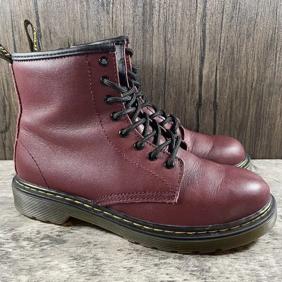 Dr. Martens 1460 J 8-Eye Boots Leather Zip Lace Up Cherry Red Mens 4 / Womens 5