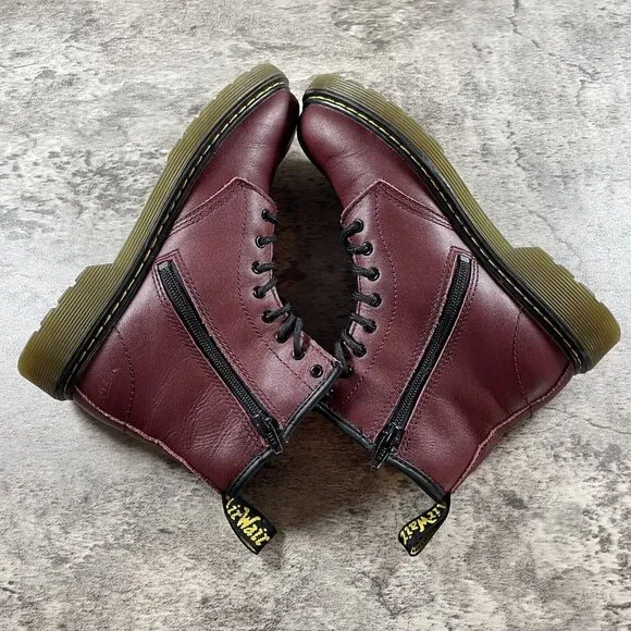 Dr. Martens 1460 J 8-Eye Boots Leather Zip Lace Up Cherry Red Mens 4 / Womens 5