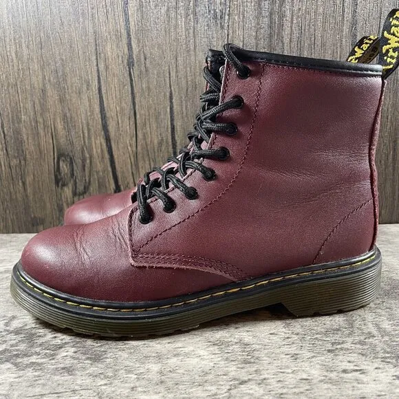 Dr. Martens 1460 J 8-Eye Boots Leather Zip Lace Up Cherry Red Mens 4 / Womens 5