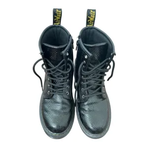 Dr. Martens 1460-J Emboss Reptile Lace-Up Zipper Black Boots Youth Size 4