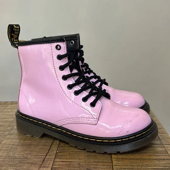 Dr. Martens 1460 J Pink Patent Leather Lace Up/Zip Boots Kids Size 1