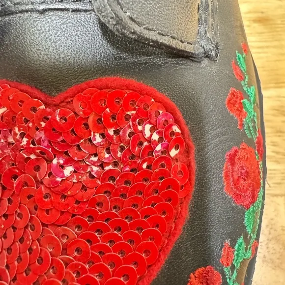 Dr. Martens 1460 limited edition sequin hearts, leather boots size 9