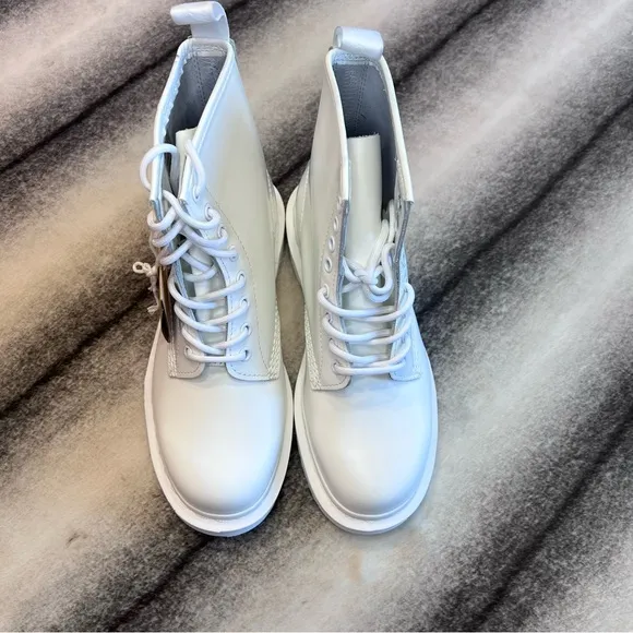 Dr Martens 1460 Mono White Smooth Leather Lace Up Combat Boots